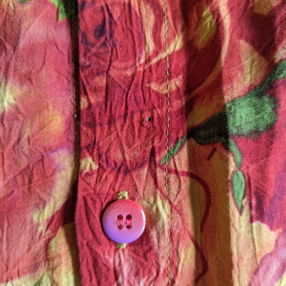 Jams World Red Potpourri Floral Mens Medium Button Down Shirt - Picture 8 of 8